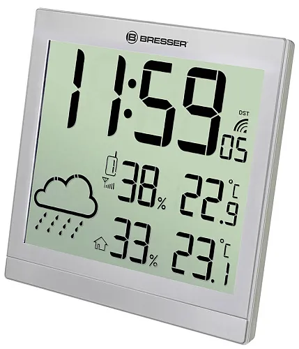 gráfico Estación meteorológica Bresser TemeoTrend JC LCD RC (reloj de pared), plata