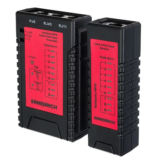 gráfico Comprobador de cables y PoE Ermenrich NetGeeks NP10