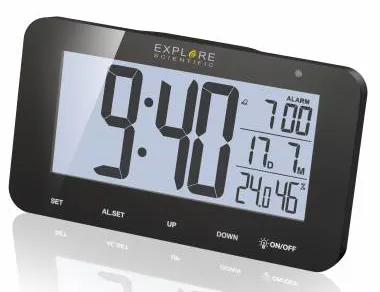 gráfico Reloj despertador digital Explore Scientific RC, negro,  1