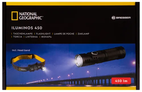 foto Linterna Bresser National Geographic ILUMINOS 450 LED con soporte para la cabeza,  12