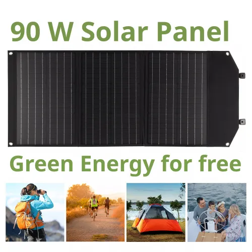 fotografía Cargador solar móvil Bresser de 90 vatios con salida USB,  2