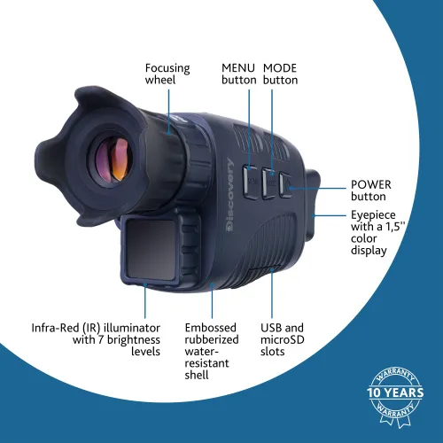 imagen Monocular de visión nocturna Levenhuk Discovery Night ML10 Digital con trípode,  15