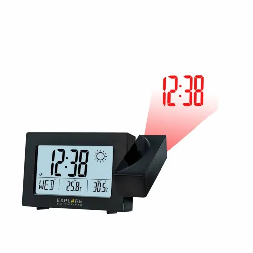 fotografía Reloj despertador con Proyector radiocontrolado Explore Scientific con Previsión meteorológica, negro,  3