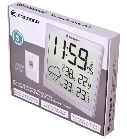 gráfico Estación meteorológica Bresser TemeoTrend JC LCD RC (reloj de pared), plata,  10
