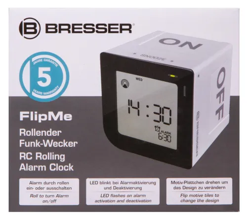 gráfico Despertador de mesa Bresser FlipMe, plata,  16
