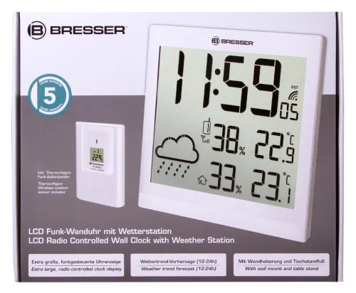 foto Estación meteorológica Bresser TemeoTrend JC LCD RC (reloj de pared), blanco,  11