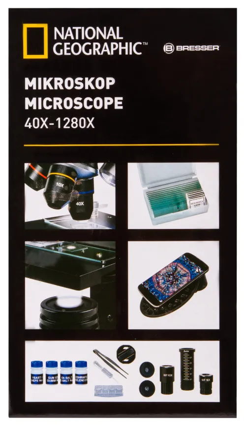 gráfico Microscopio Bresser National Geographic 40–1280x con soporte para smartphone,  20