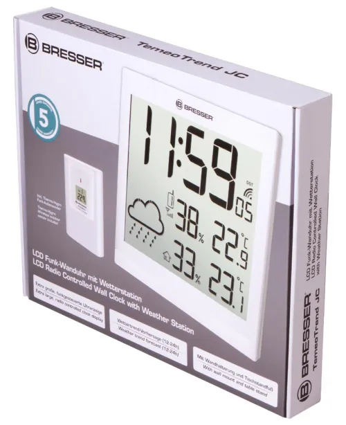 foto Estación meteorológica Bresser TemeoTrend JC LCD RC (reloj de pared), blanco,  10