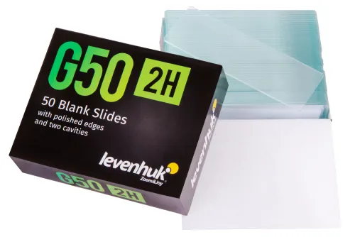 imagen Portaobjetos vacíos de dos cavidades Levenhuk G50 2H, 50 unidades,  2