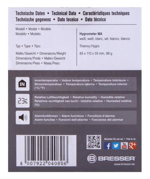 fotografía Higrómetro Bresser Mould Alert, blanco,  10