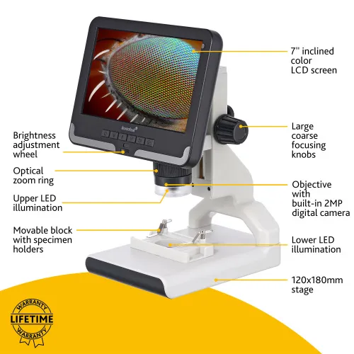 gráfico Microscopio digital Levenhuk Rainbow DM700 LCD,  15