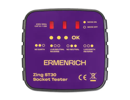 imagen Comprobador de enchufes Ermenrich Zing ST30,  2