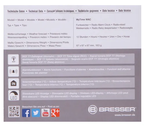 gráfico Despertador de mesa Bresser MyTime WAC, negro,  12
