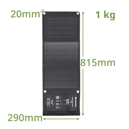 gráfico Cargador solar móvil Bresser de 21 vatios con salida USB,  5