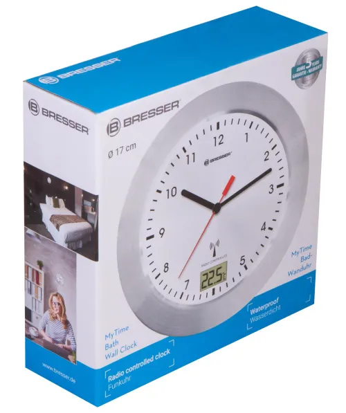 imagen Reloj de pared resistente al agua Bresser MyTime Bath, blanco,  6