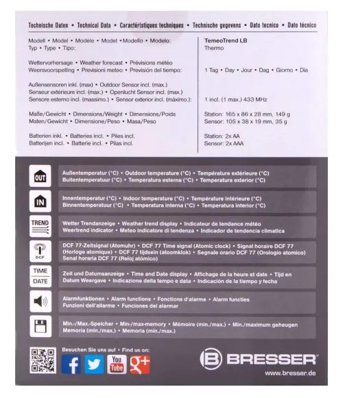 imagen Estación meteorológica Bresser TemeoTrend LB RC,  12