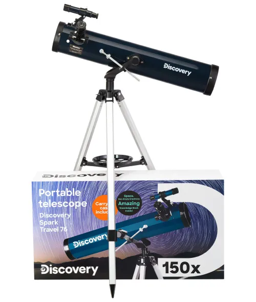 imagen Telescopio Levenhuk Discovery Spark Travel 76 con libro,  2