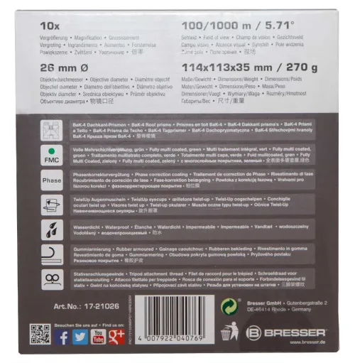 gráfico Prismáticos Bresser Pirsch 10x26,  13