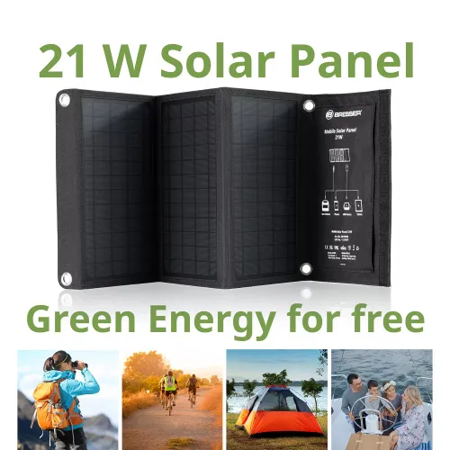 gráfico Cargador solar móvil Bresser de 21 vatios con salida USB,  2