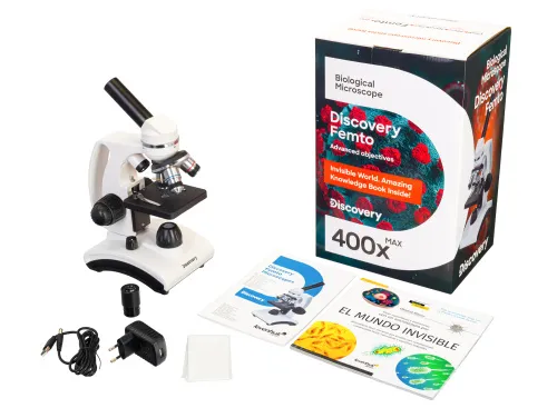 fotografía Microscopio Levenhuk Discovery Femto Polar con libro,  2