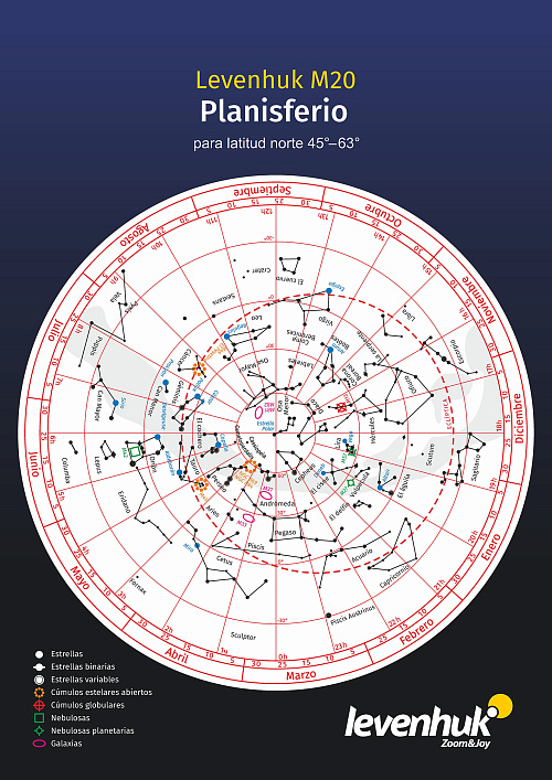 imagen Planisferio Levenhuk M20 (para latitud norte 45°–63°)